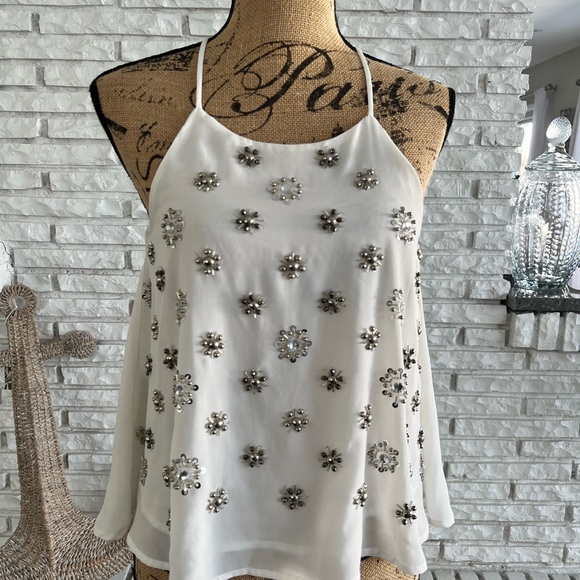 J.O.A. Embellished Cami Top in Cream - Picture 7 of 11